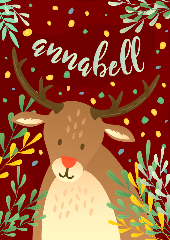 Tapete vinílico do Natal rena com nome - TenStickers