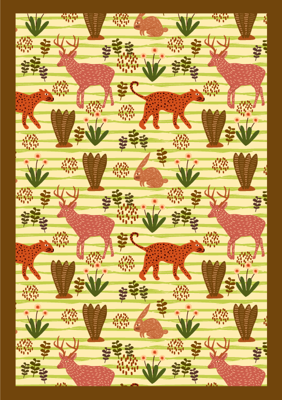 Tapete vinílico de animais padrão de vida selvagem de safári - TenStickers