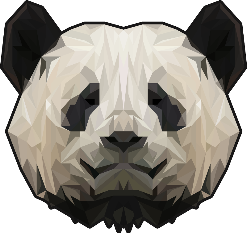 Tapete vinílico de animais rosto geométrico de panda - TenStickers