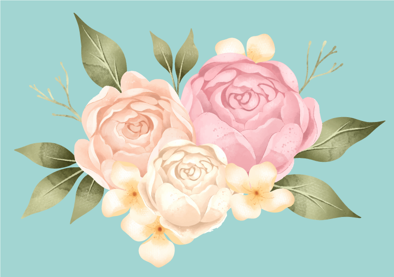 Tapete vinílico flores e plantas composição botânica - TenStickers