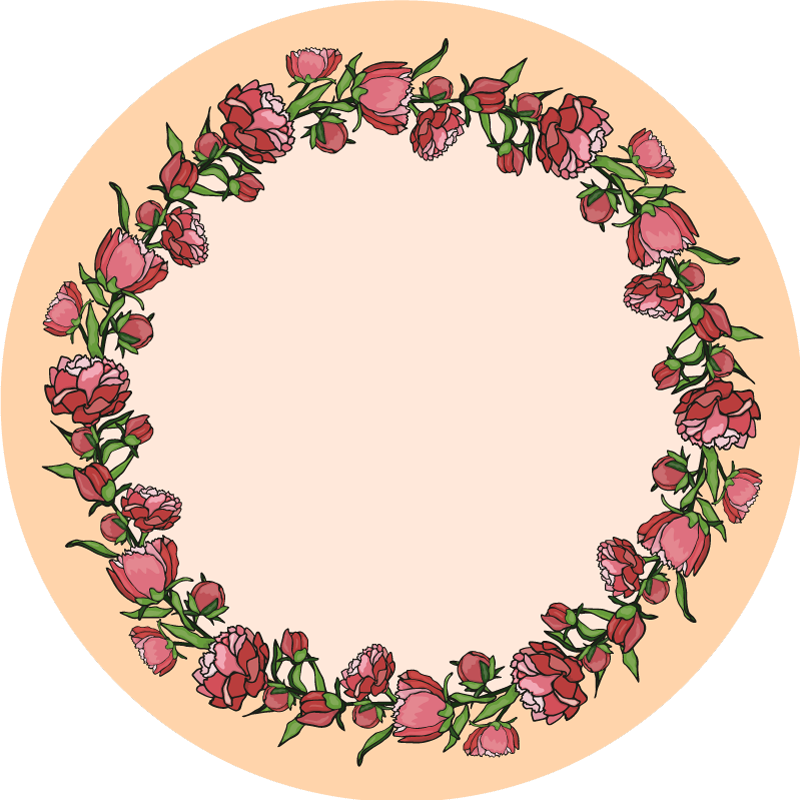 Tapete vinílico flores e plantas acento circular floral - TenStickers