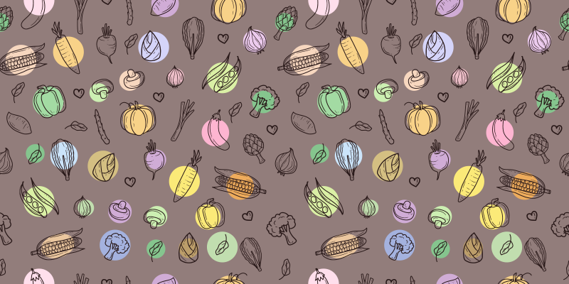 Tapete vinílico cozinha padrão vegetal colorido - TenStickers