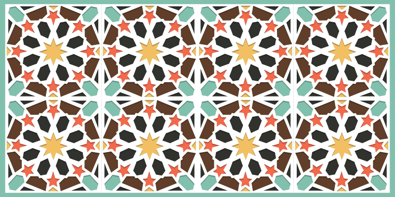 Tapete vinílico azulejos cerâmicas com estrelas coloridas - TenStickers