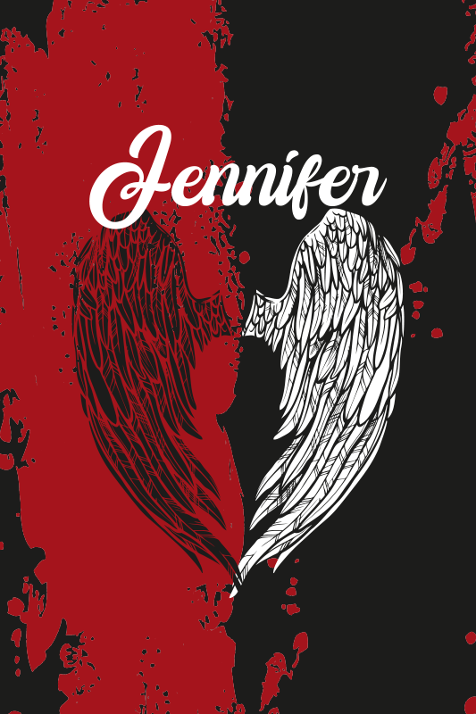 Tapete vinílico juvenil asas de coração com nome - TenStickers