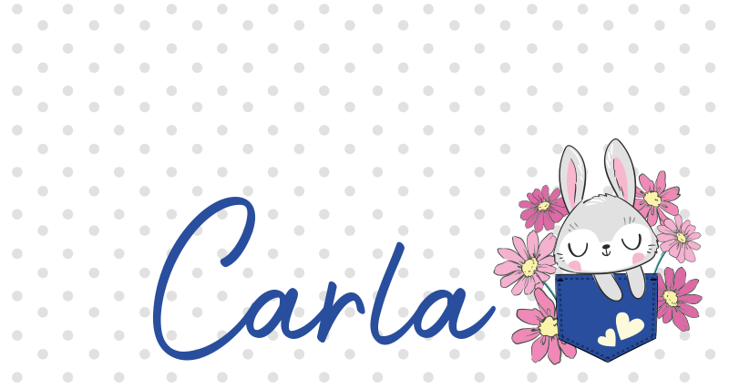 Tapete em vinil infantil coelho cinza com nome - TenStickers