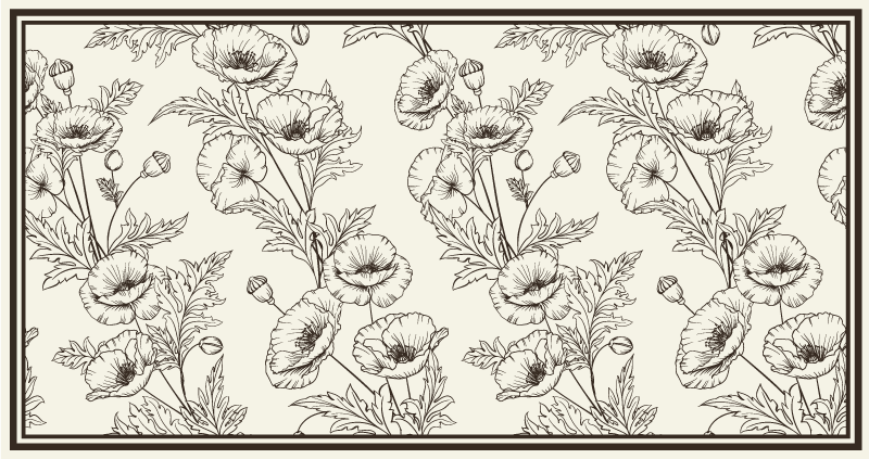 Tapete vinílico sala de estar padrão de contorno floral - TenStickers