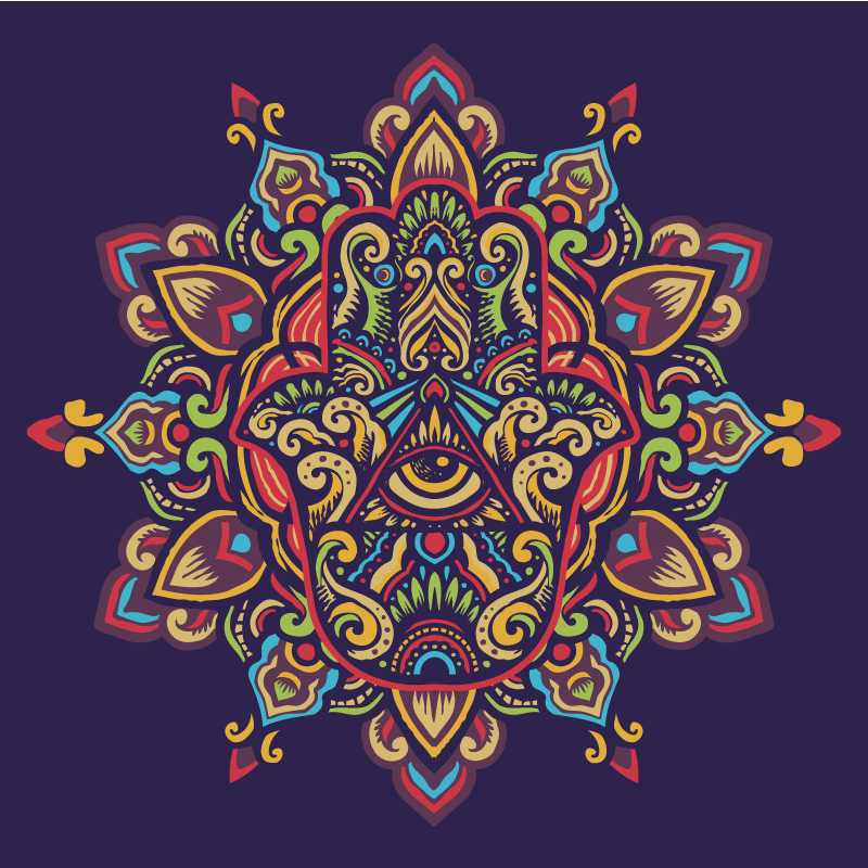 Tapete vinílico de mandala design de fundo azul - TenStickers