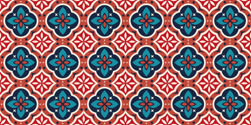 Tapete vinílico mosaico motivação botânica vibrante - TenStickers