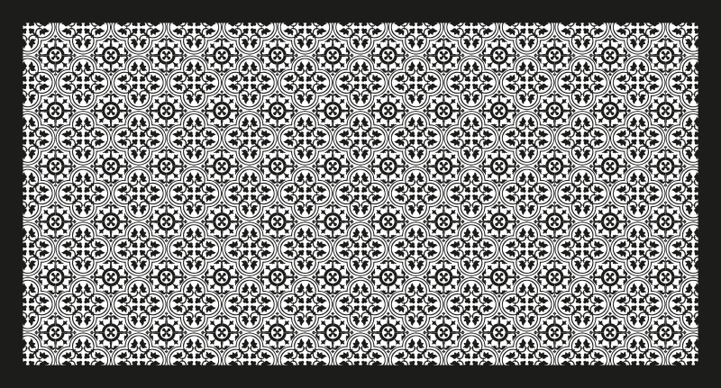 Tapete vinílico azulejos padrão floral preto - TenStickers