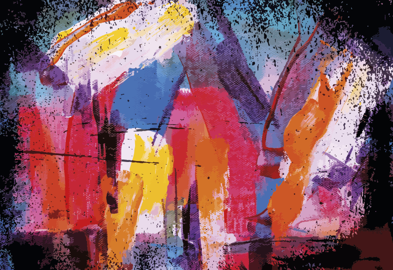 Tapete vinílico moderno respingos abstratos vibrantes - TenStickers