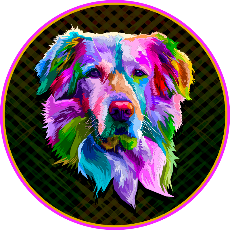 Tapete vinílico de animais arte canina colorida - TenStickers