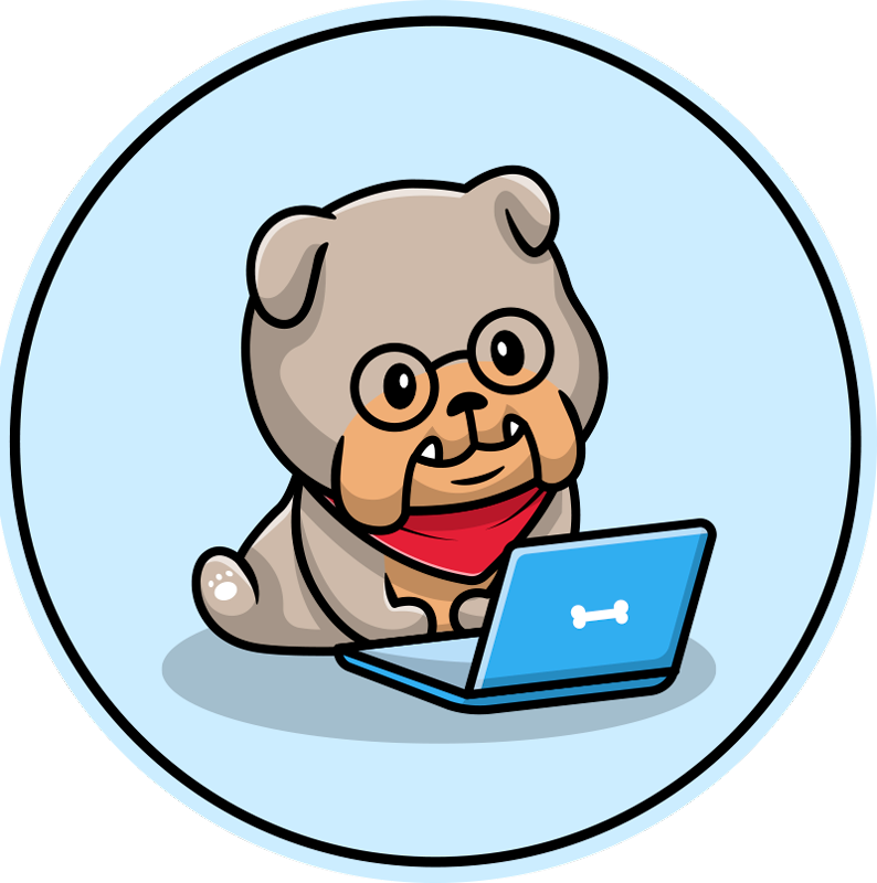 Tapete vinílico de animais cachorrinho com computador - TenStickers