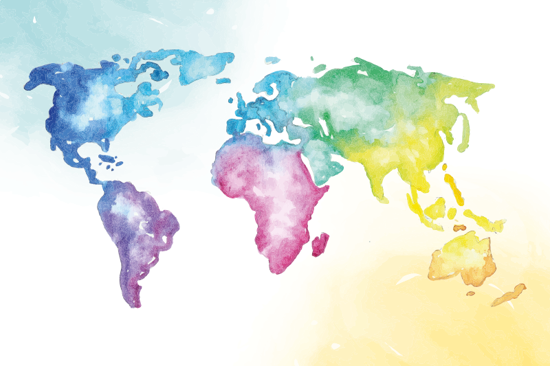 Tapete vinílico de mapa mundial mapa global vibrante - TenStickers