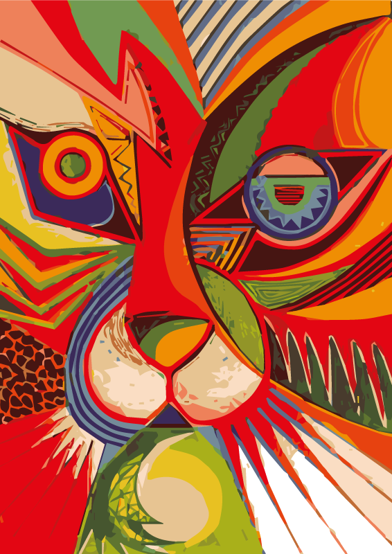 Tapete vinílico de animais cara de gato colorida - TenStickers