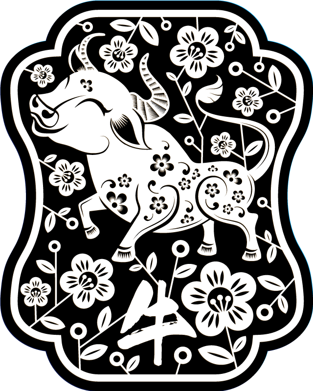 Tapete vinílico de animais touro floral elegante - TenStickers