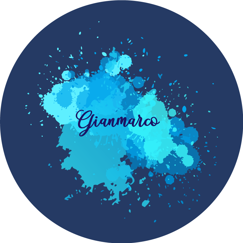 Tapete vinílico juvenil salpicos de azul com nome - TenStickers