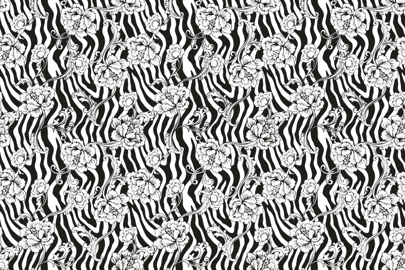 Tapete vinílico estampa de animal padrão de zebra floral - TenStickers