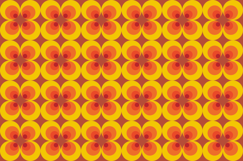 Tapetes geométricos com círculos retro dos anos 70 - TenStickers