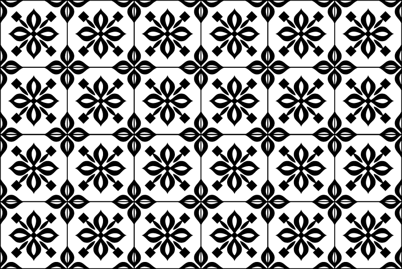 Tapete de telha mandala preto e branco - TenStickers