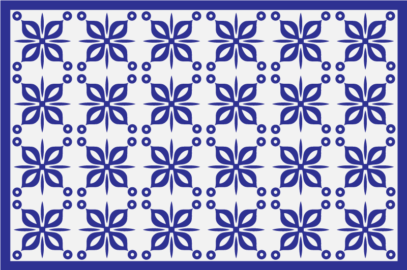 Tapete vinílico azulejos elemento floral azul - TenStickers