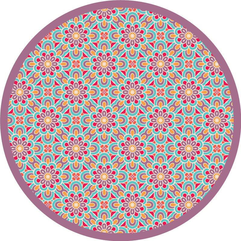 Tapete vinílico de mandala padrão de flores vibrantes - TenStickers