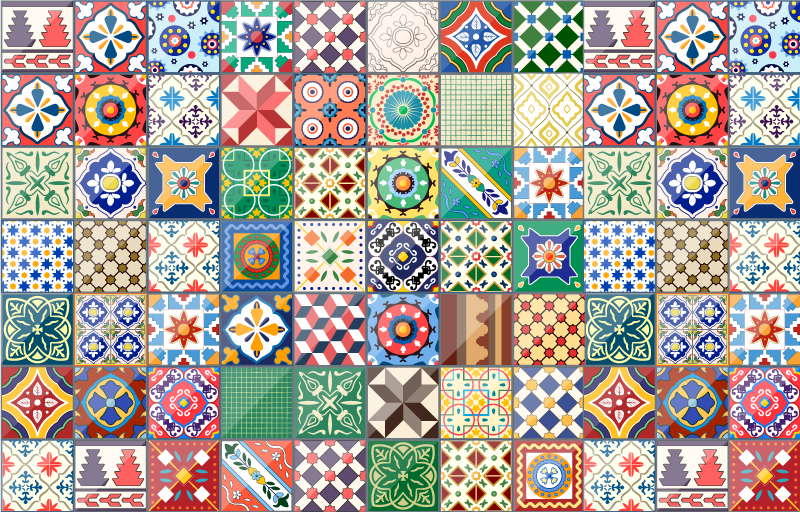 Tapete de azulejos mexicanos verdes - TenStickers