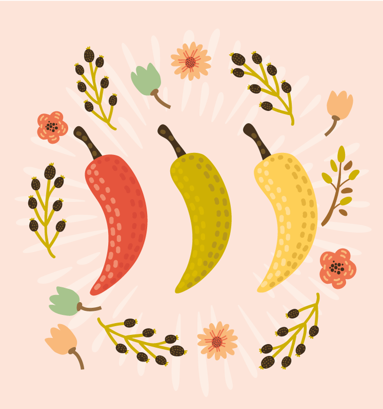 Tapete vinílico cozinha pimentas coloridas - TenStickers