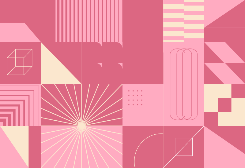 Tapete vinílico moderno padrões geométricos rosa - TenStickers