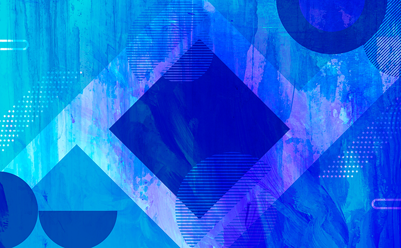 Tapete vinílico minimalista motivos geométricos azuis - TenStickers