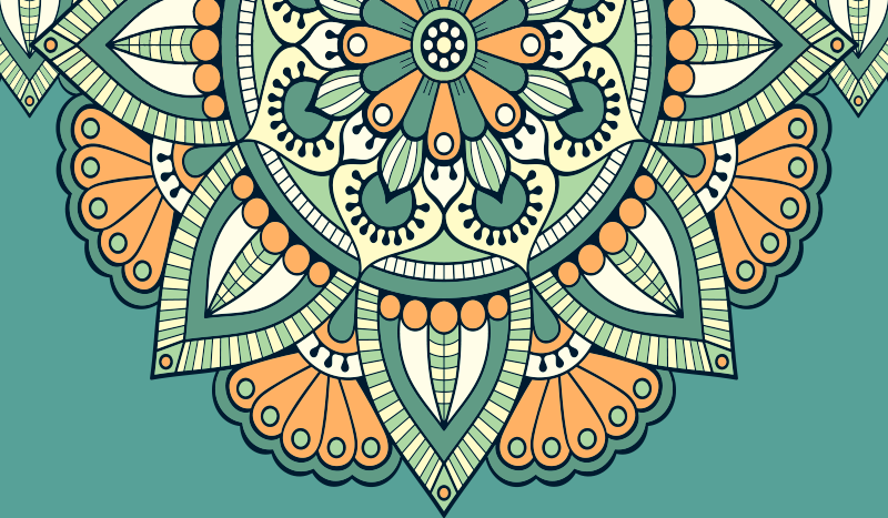 Tapete vinílico de mandala com motivo floral meia - TenStickers