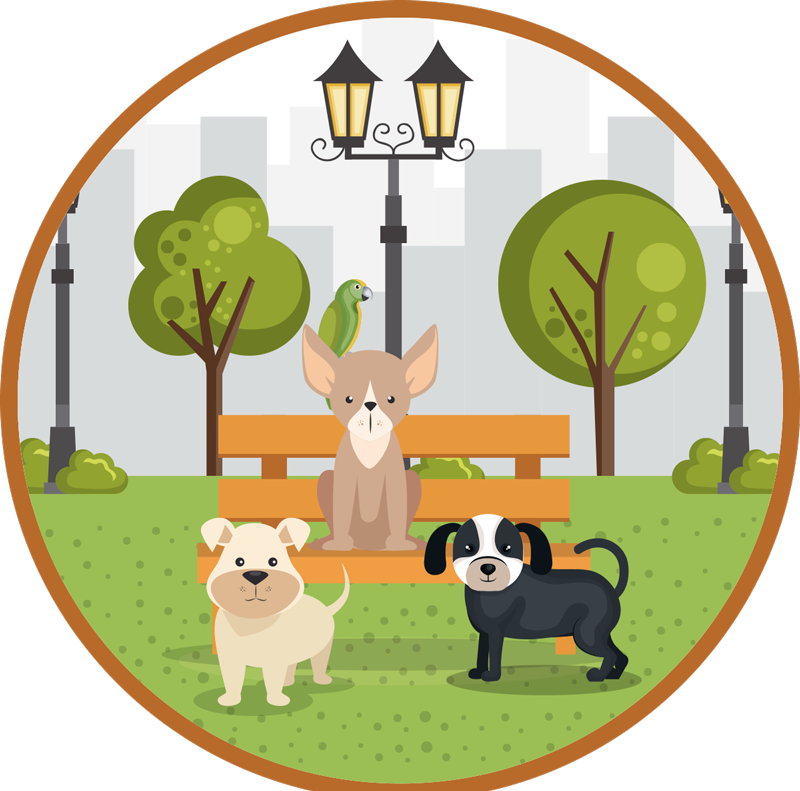 Tapete vinílico de animais cães no parque - TenStickers