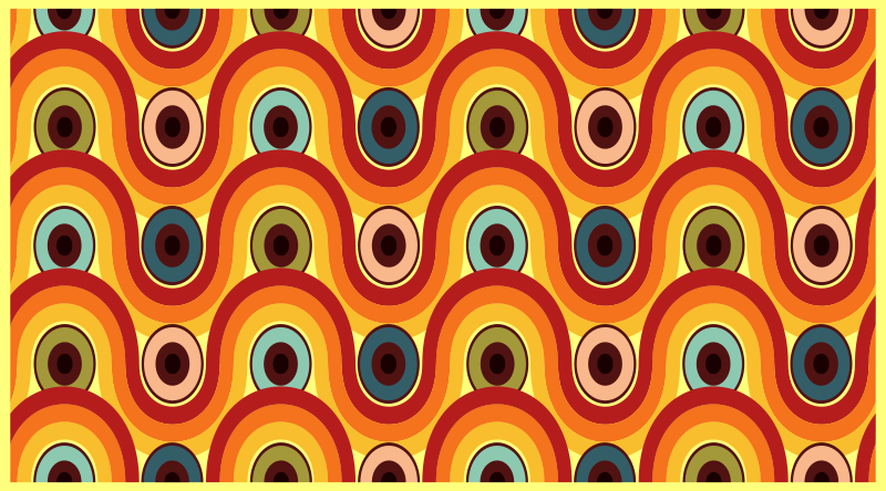 Tapetes geométricos circulares dos anos 70 - TenStickers