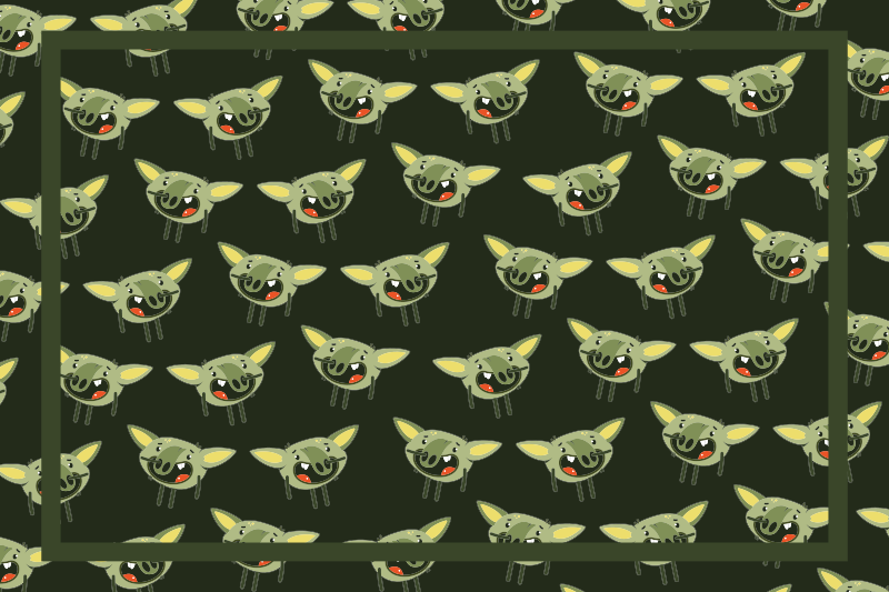 Tapete vinílico infantis rostos de monstros verdes - TenStickers