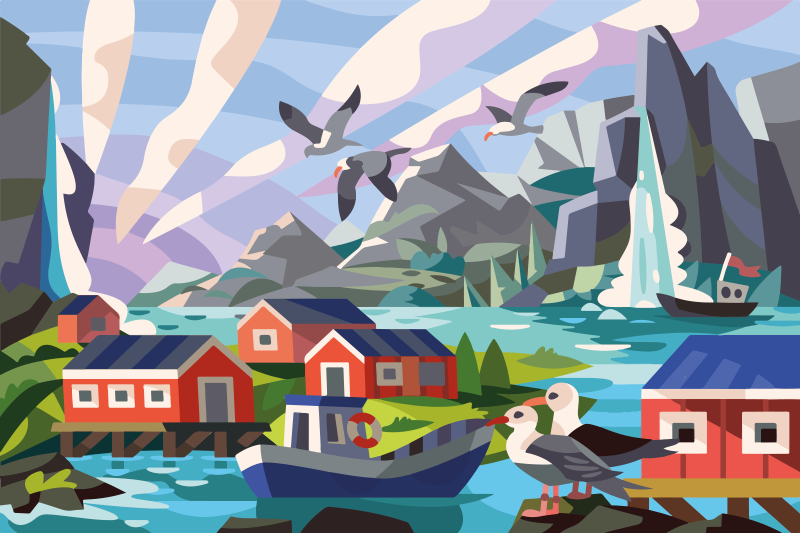 Tapete vinílico natureza costa norueguesa - TenStickers