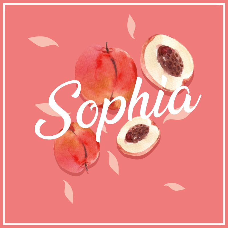 Tapete vinílico juvenil pêssegos rosa com nome - TenStickers