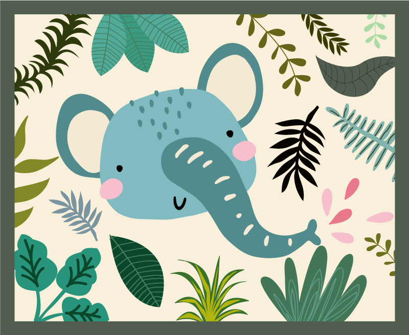 Tapete vinílico para bebés ilustração de elefante - TenStickers
