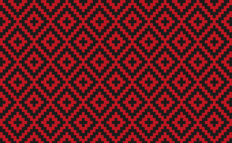 Tapete vinílico para sala de jantar com geometria vermelha - TenStickers