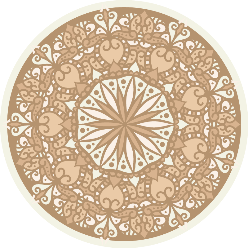 Tapete vinílico de mandala design circular elegante bege - TenStickers