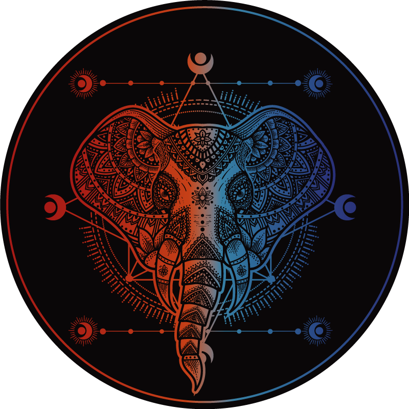 Tapete vinílico de mandala arte de elefante - TenStickers