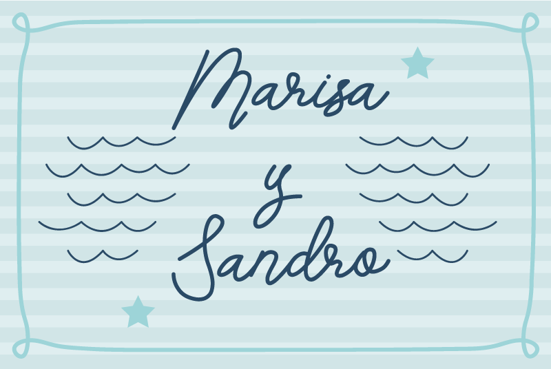 Tapete vinílico quarto nomes de casais marinhos - TenStickers