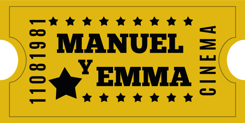 Tapete vinílico com nome ingresso de cinema para casal - TenStickers