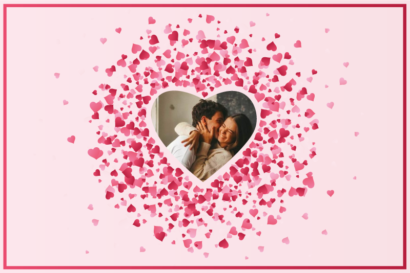 Tapete vinílico quarto formato de coração com foto - TenStickers