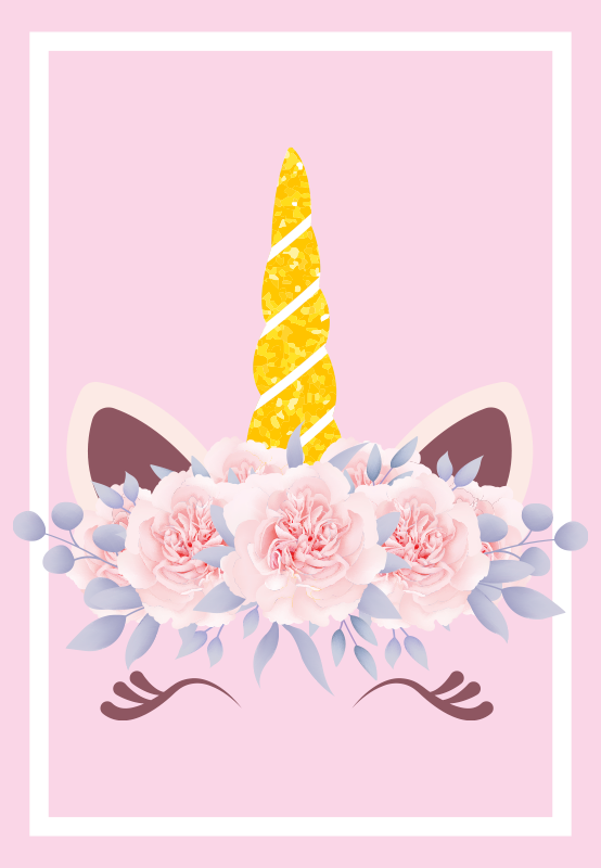 Tapete vinílico infantis magia floral de unicórnio - TenStickers