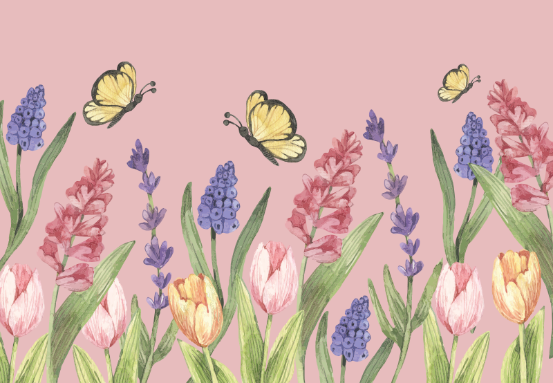 Tapete vinílico flores e plantas emblema do jardim botânico - TenStickers