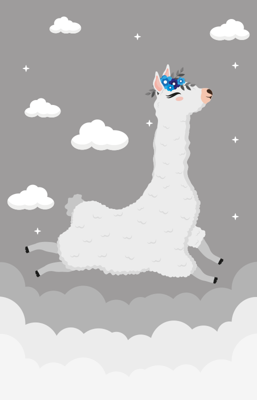 Tapete vinílico infantis fantasia de lhama animada - TenStickers