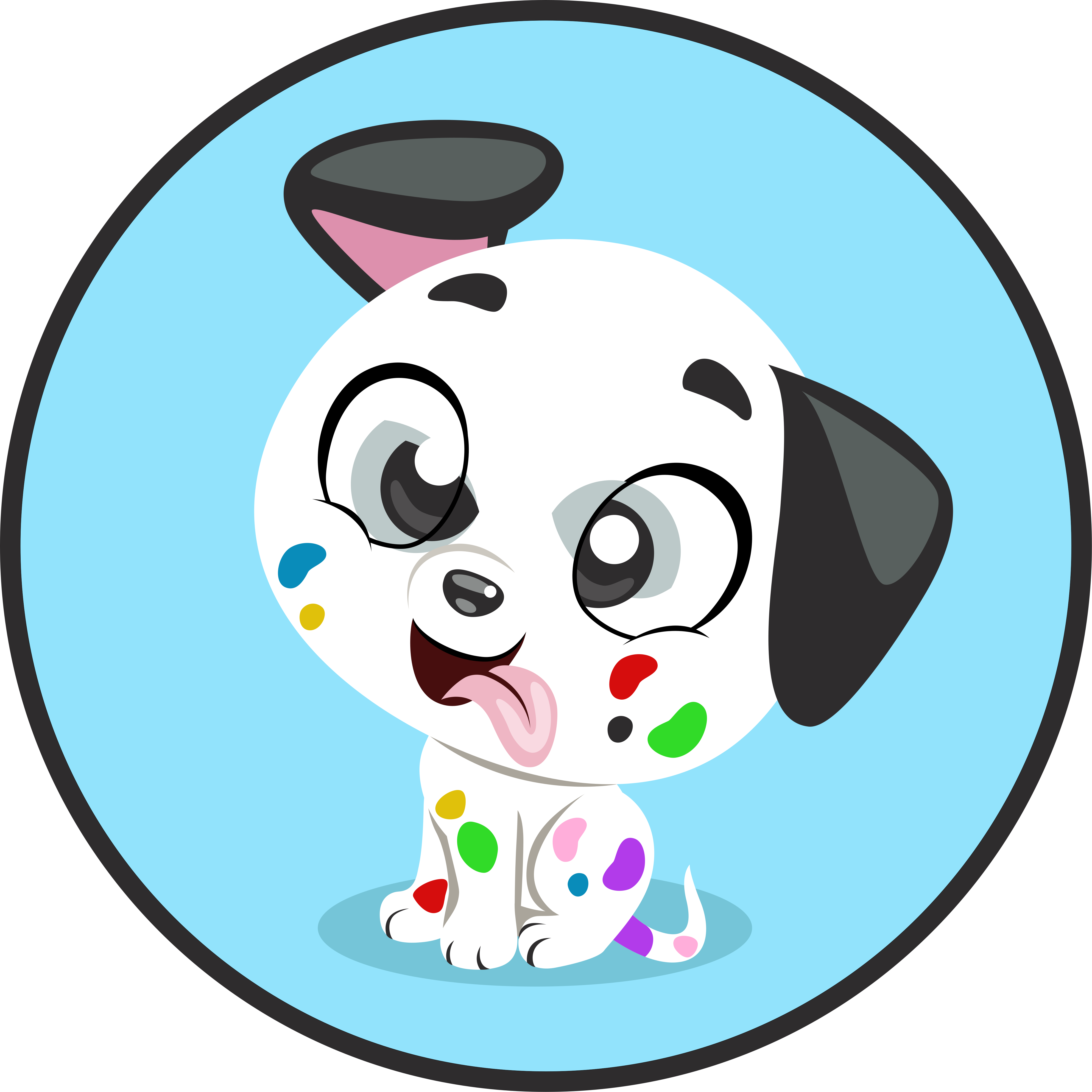 Tapete vinílico de animais bebê dálmata colorido - TenStickers