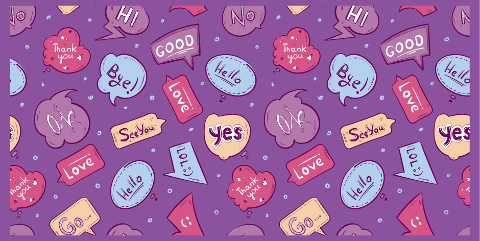 Tapete vinílico frases e textos bolhas de mensagem coloridas - TenStickers