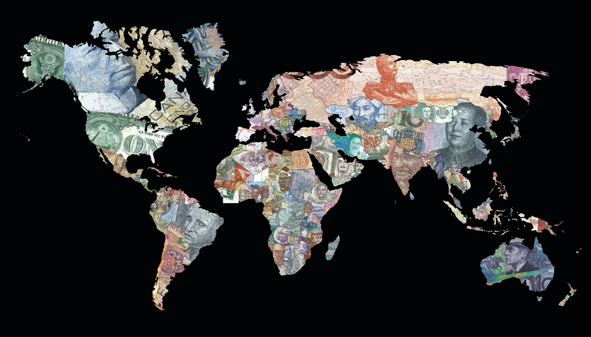 Tapete vinílico de mapa mundial atlas financeiro global - TenStickers