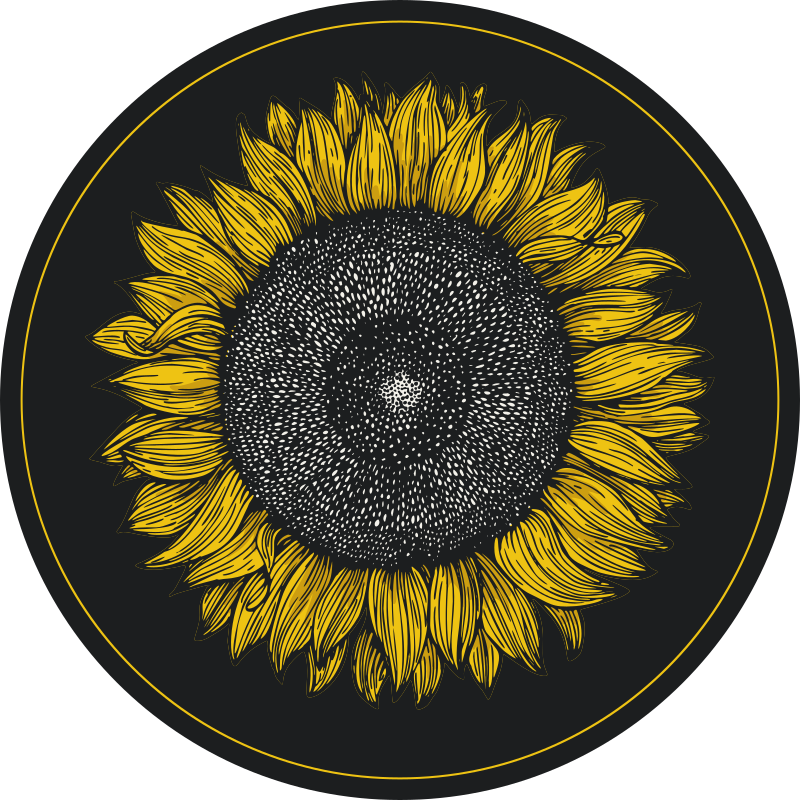 Tapete vinílico flores e plantas grande desenho de girassol - TenStickers