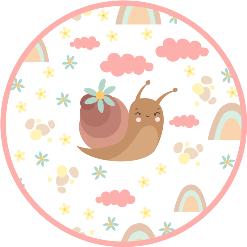 Tapete vinílico para bebés ilustração de caracol alegre - TenStickers